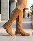 Sienna | Women's Suede Knee High Boots – Elegant Block Heel