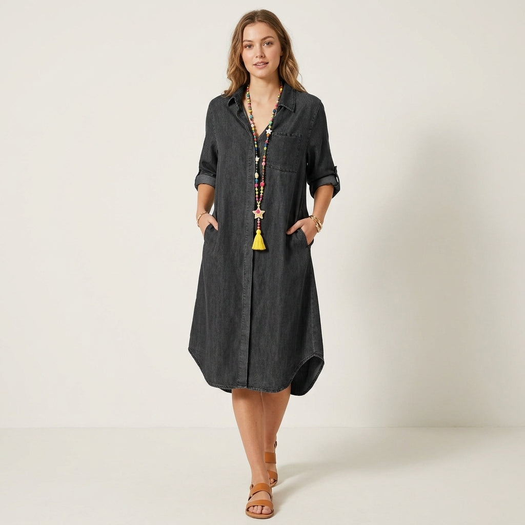 Chloe | Denim Dress with Effortless Shirt Design