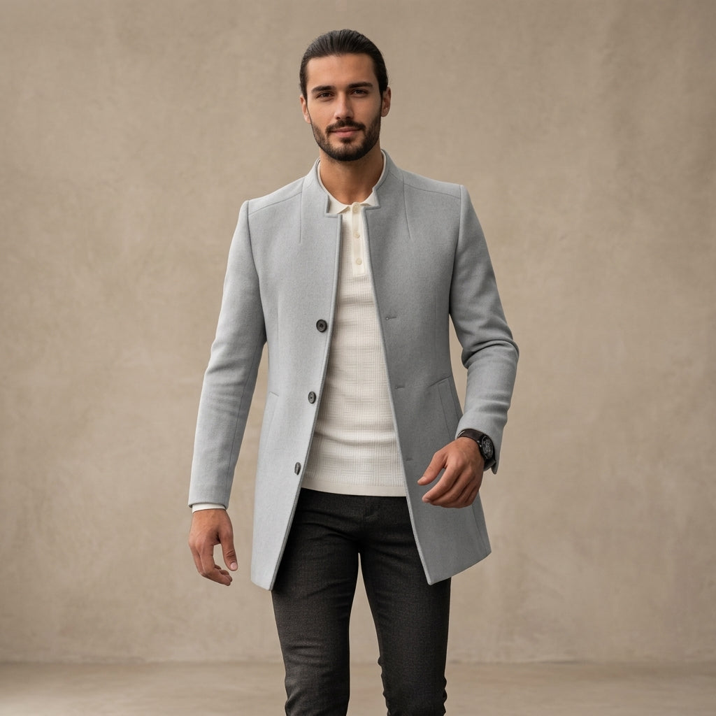 Harrison | Men's Coat with Stand-Up Collar Design