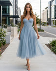 Ava | Chiffon Tulle Midi Wedding Guest Dress