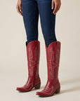 Willow | Women's Embroidered Knee High Boots – Western Block Heel