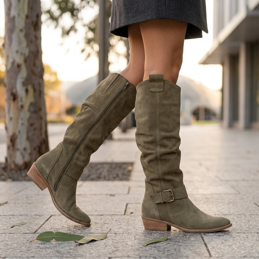 Mia | Women's Soft Leather Knee High Boots – Chic Slouch Style