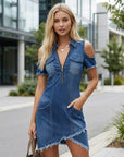 Ivy | Denim Dress with Stylish Cold-Shoulder Design