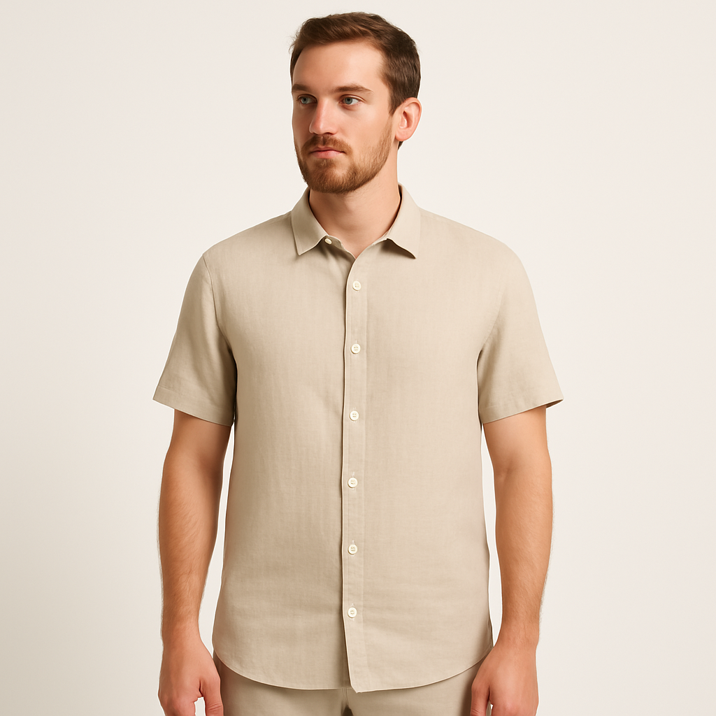 Caleb - Summer Linen Shirt With Short Sleeves