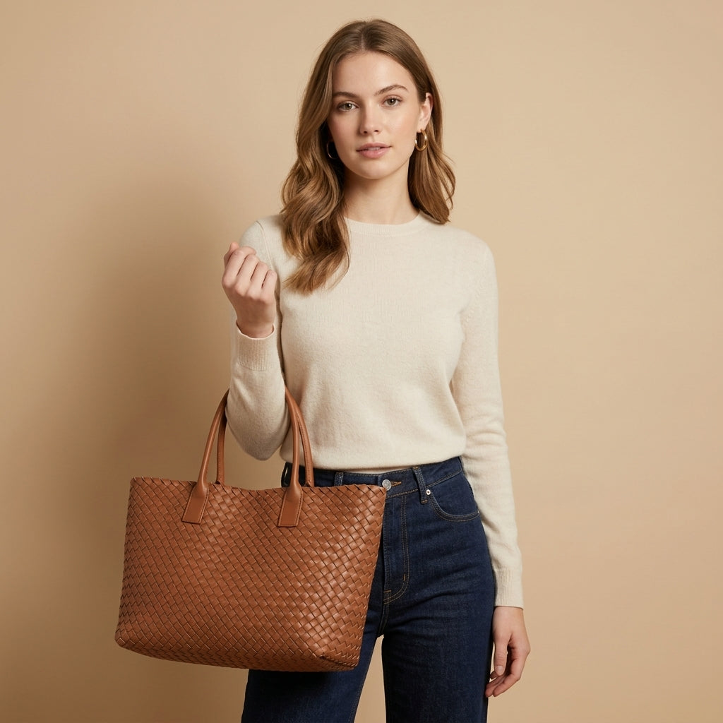 Brielle | Women’s Tote Bag with Handwoven Texture