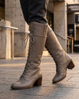Ivy | Women's Vintage Knee High Boots – Lace-Up Riding Style