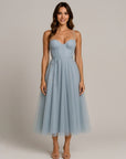 Ava | Chiffon Tulle Midi Wedding Guest Dress