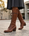 Ivy | Women's Vintage Knee High Boots – Lace-Up Riding Style