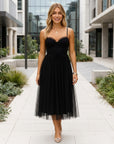 Ava | Chiffon Tulle Midi Wedding Guest Dress
