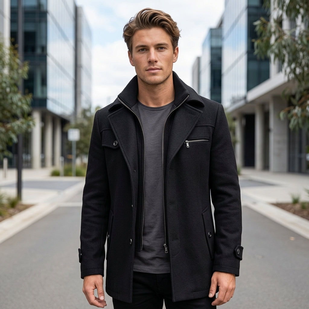 Lachlan | Wool Trench Men's Coat for Stylish Warmth