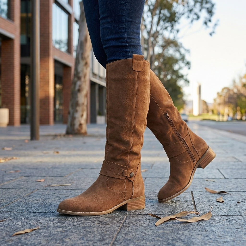 Grace | Women's Suede Knee High Boots – Slouch Casual Style