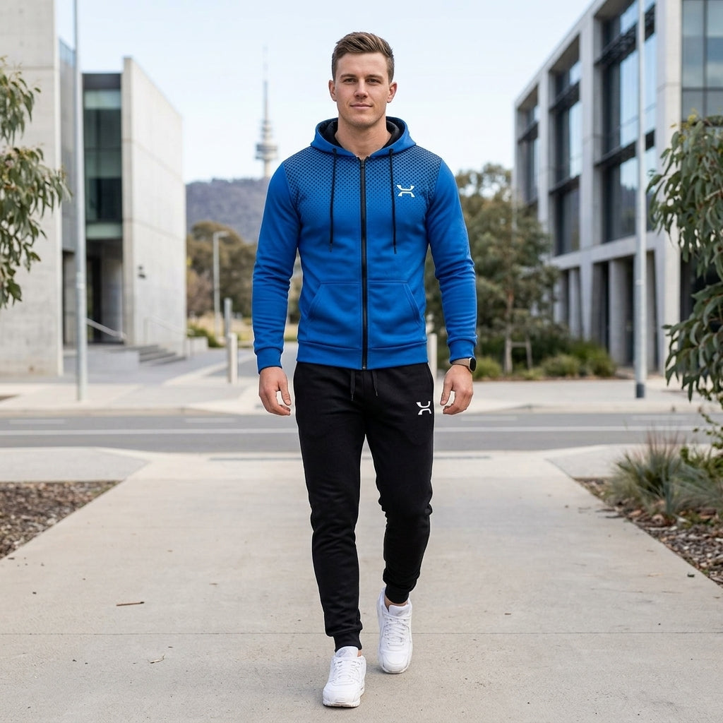 Riley | Men's Tracksuit – Zip Hoodie &amp; Sweatpants Gym Set with Adjustable Waistband