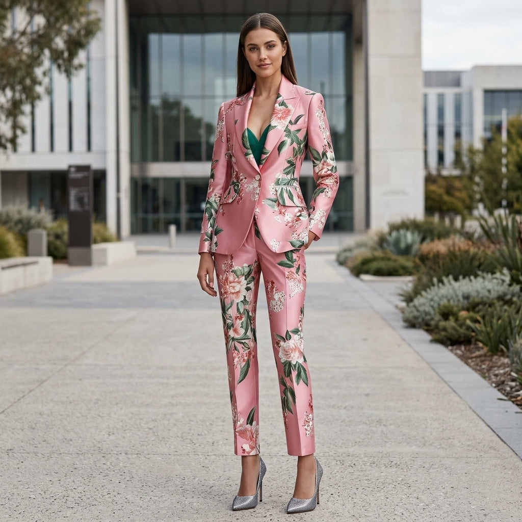 Erin | Floral Print Pink Women's Blazer
