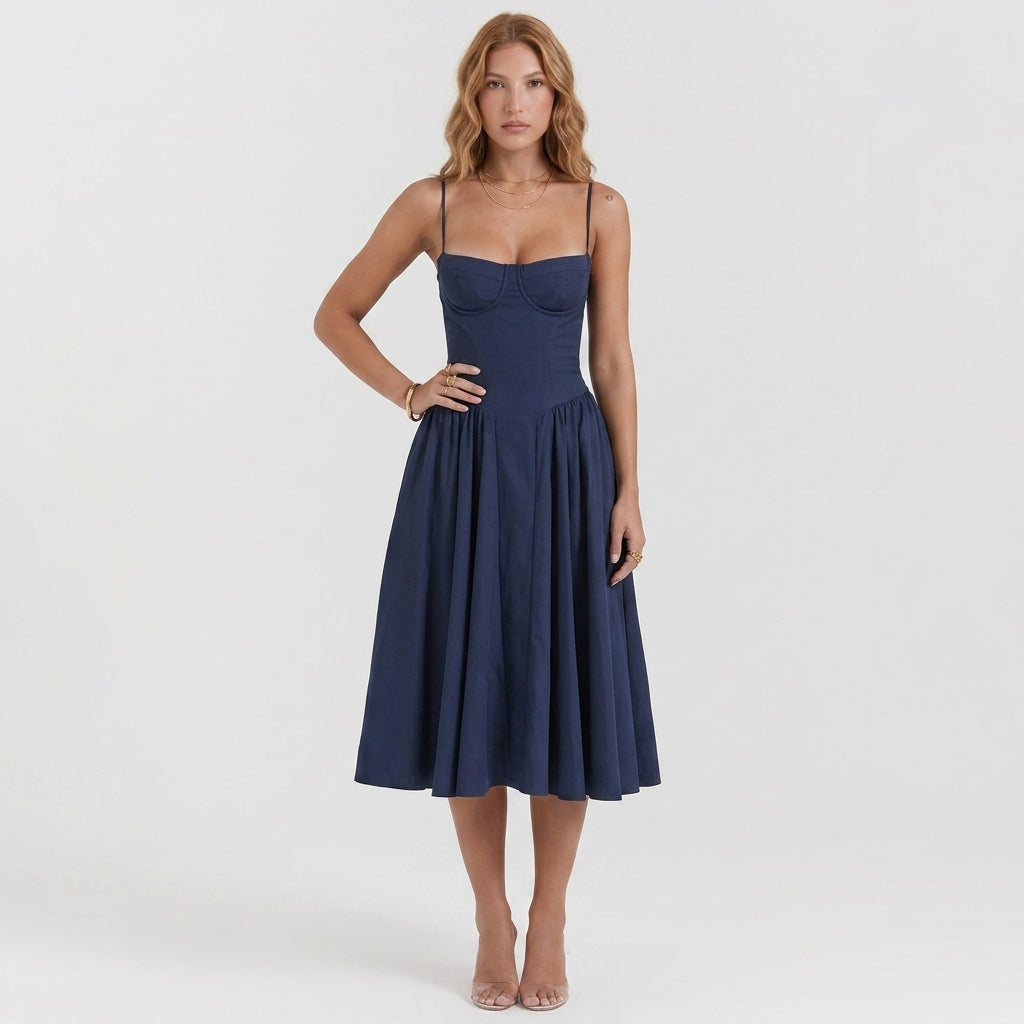 Grace | V-Neck Corset Maxi Wedding Guest Dress