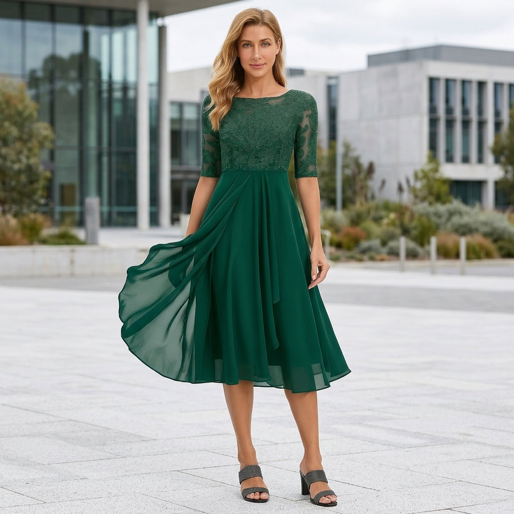 Chloe | Lace &amp; Chiffon A-Line Wedding Guest Dress
