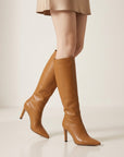 Ava | Women's Faux Leather Knee High Boots – Pointed Stiletto Heel
