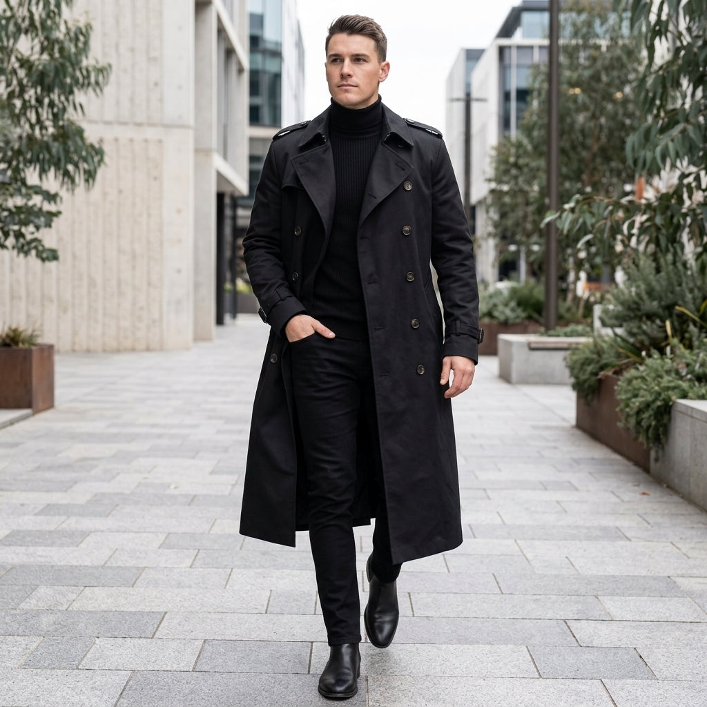 Flynn | Men's Coat with Classic Trench Look