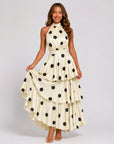 Charlotte | Cream Polka Dot Halter Maxi Wedding Guest Dress
