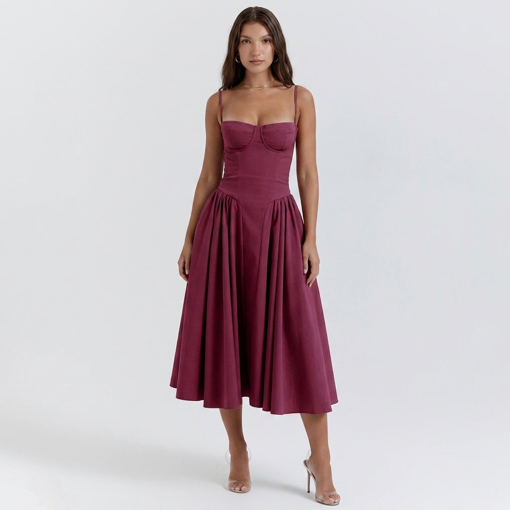 Grace | V-Neck Corset Maxi Wedding Guest Dress
