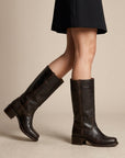 Chloe | Women's Leather Knee High Boots – Cowboy Block Heel
