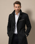 Oscar | Black Trench Men's Coat with Belted Waist