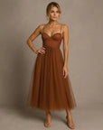 Ava | Chiffon Tulle Midi Wedding Guest Dress