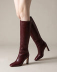 Ava | Women's Faux Leather Knee High Boots – Pointed Stiletto Heel