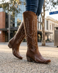Willow | Women's Embroidered Knee High Boots – Western Block Heel