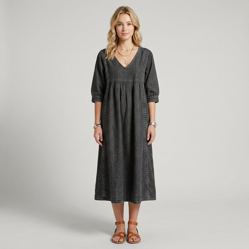Ruby | Denim Dress with Elegant Lace Details