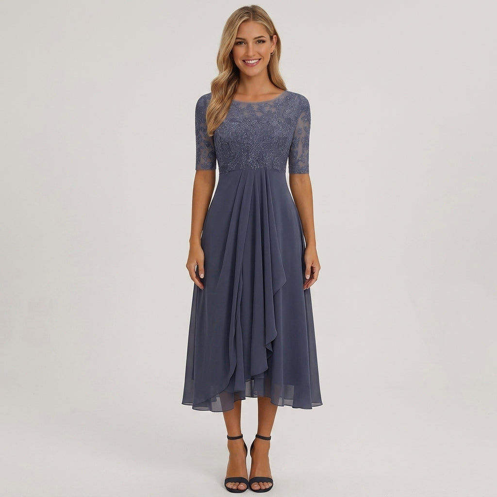 Chloe | Lace &amp; Chiffon A-Line Wedding Guest Dress
