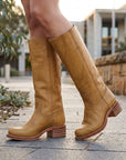 Chloe | Women's Leather Knee High Boots – Cowboy Block Heel