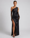 Scarlett | Ein-Schulter Satin Hochzeitsgastkleid
