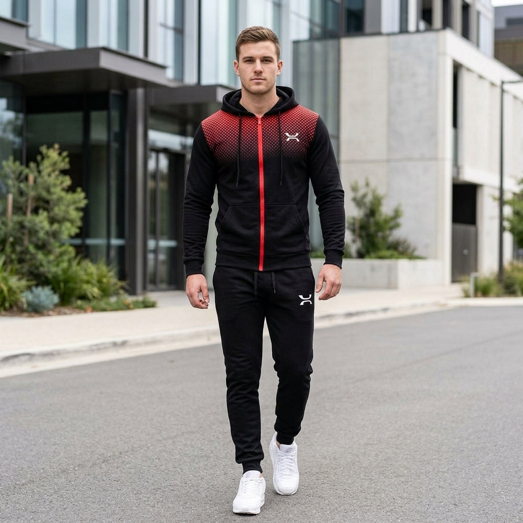 Riley | Men's Tracksuit – Zip Hoodie &amp; Sweatpants Gym Set with Adjustable Waistband