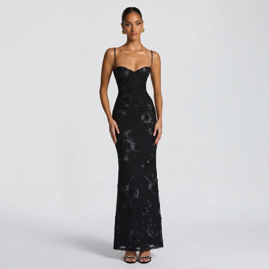 Ruby | Floral Corset Maxi Wedding Guest Dress