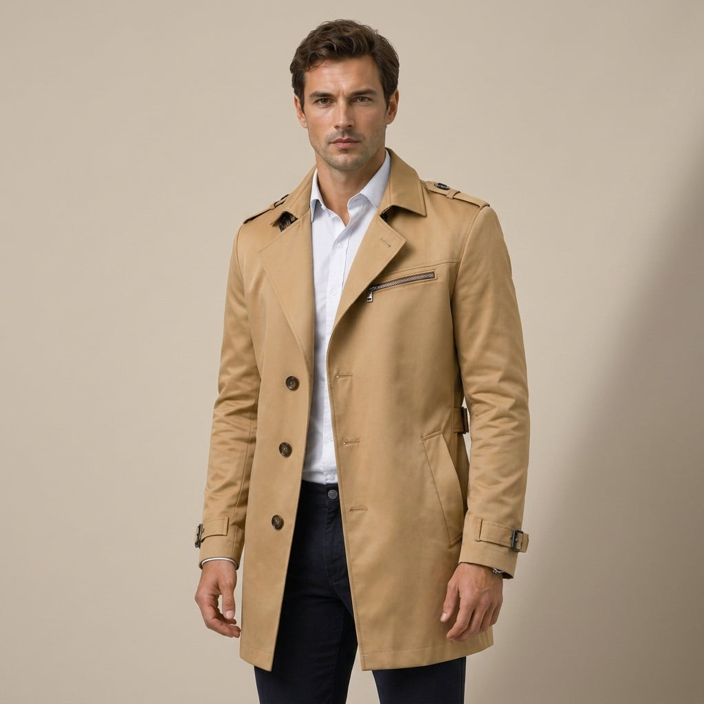 Charlie | Men's Coat with Timeless Trench Style