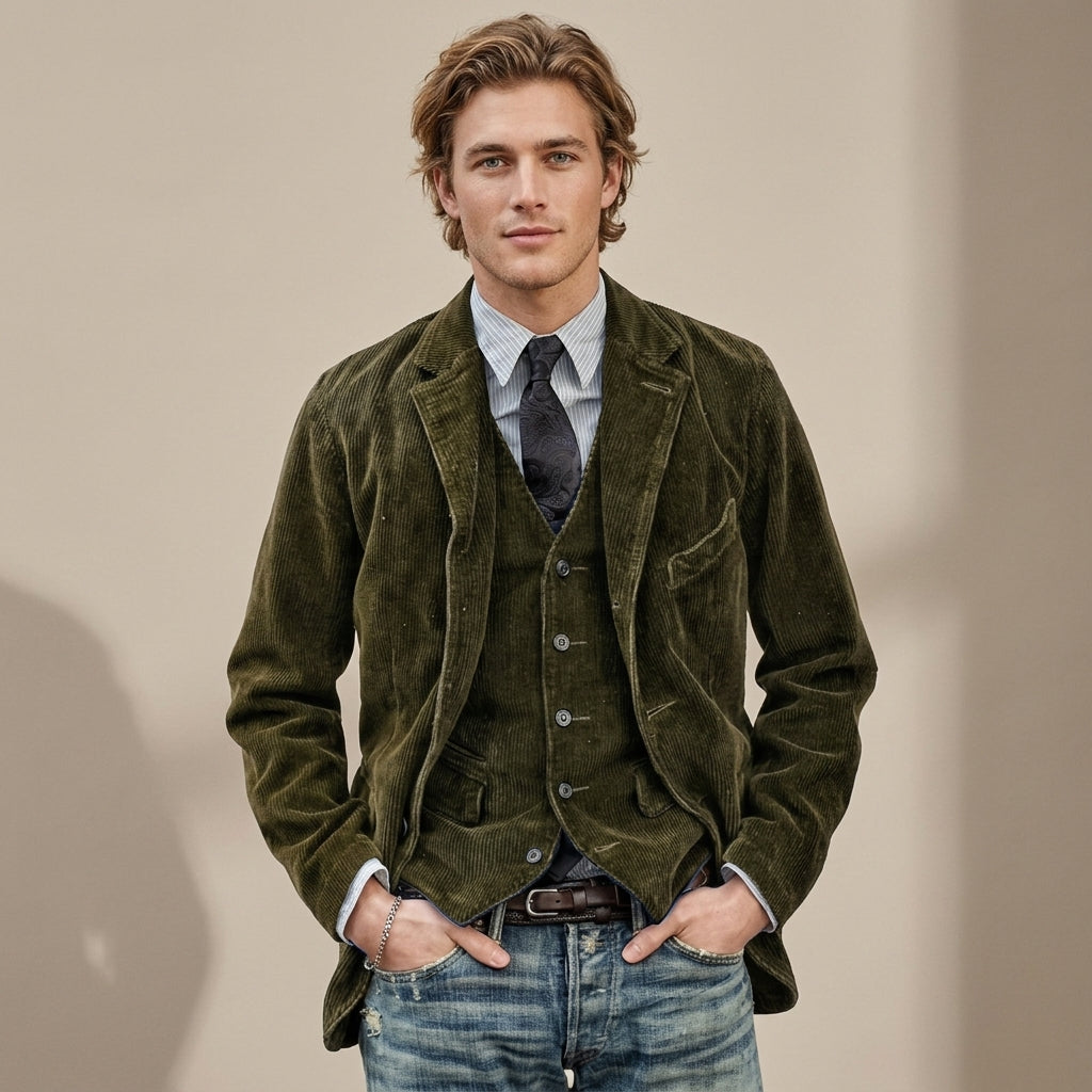 Archie | Corduroy Men's Coat &amp; Vest Set
