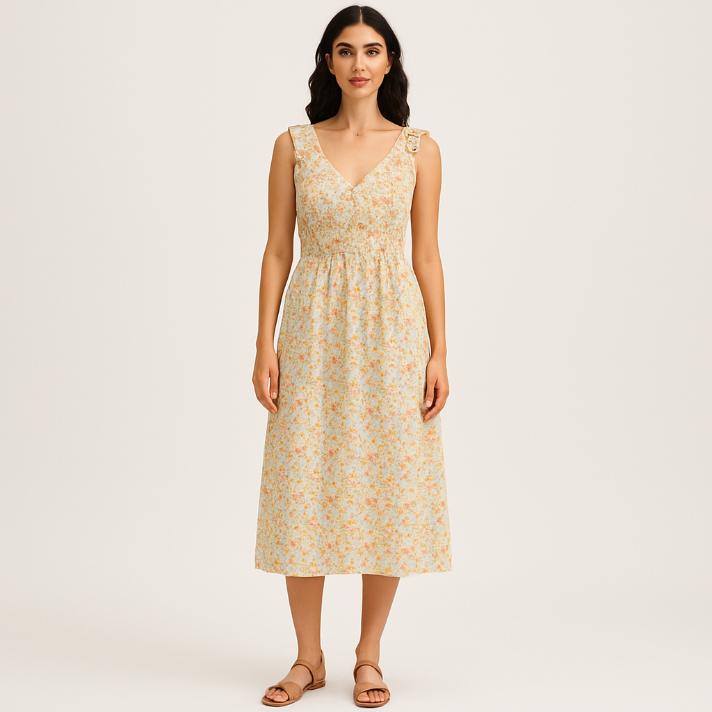 Clara - Summer Midi Dress With Floral Print