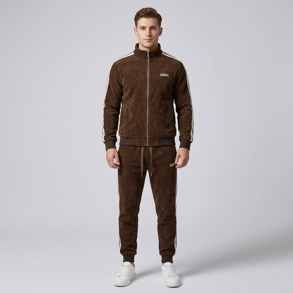 Beau | Men's Tracksuit – Soft Corduroy Zip-Up Jacket &amp; Matching Pants