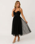 Ava | Chiffon Tulle Midi Wedding Guest Dress