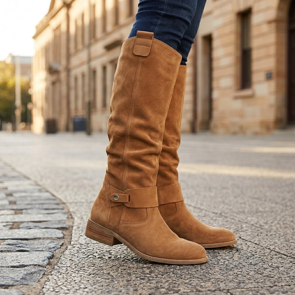 Grace | Women's Suede Knee High Boots – Slouch Casual Style