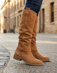 Grace | Women's Suede Knee High Boots – Slouch Casual Style