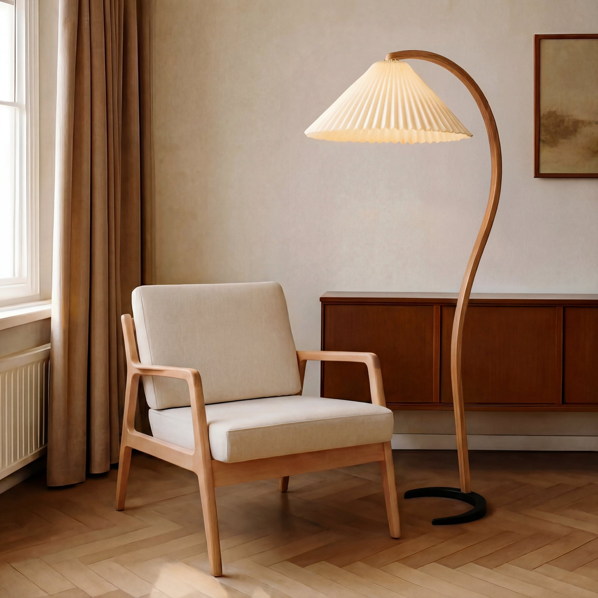 Arc Floor Lamp - Stylish Beech Wood Design for Cozy Spaces 0