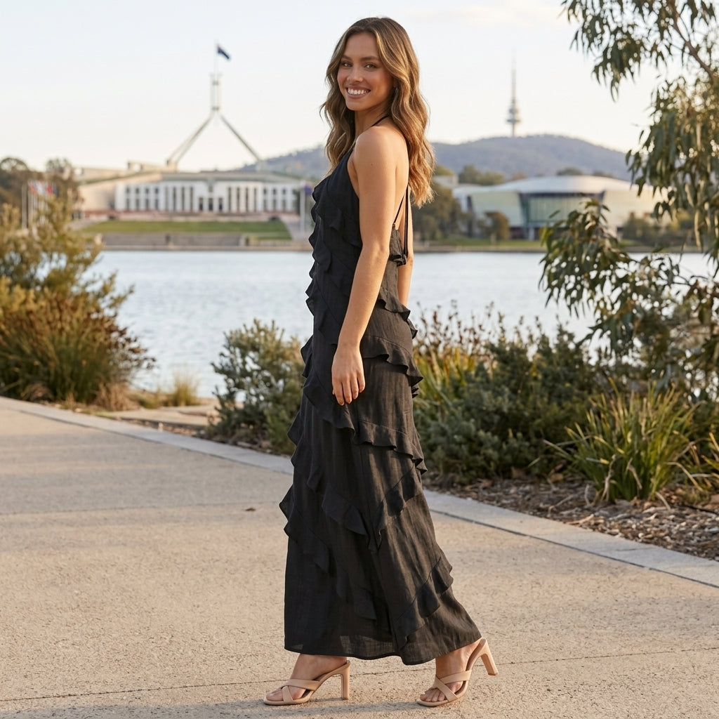 Harper | Elegant Maxi Dress with Ruffled Design