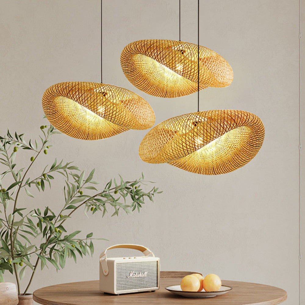 Bamboo Pendant Light - Stylish Scandinavian Design with Adjustable Height 0