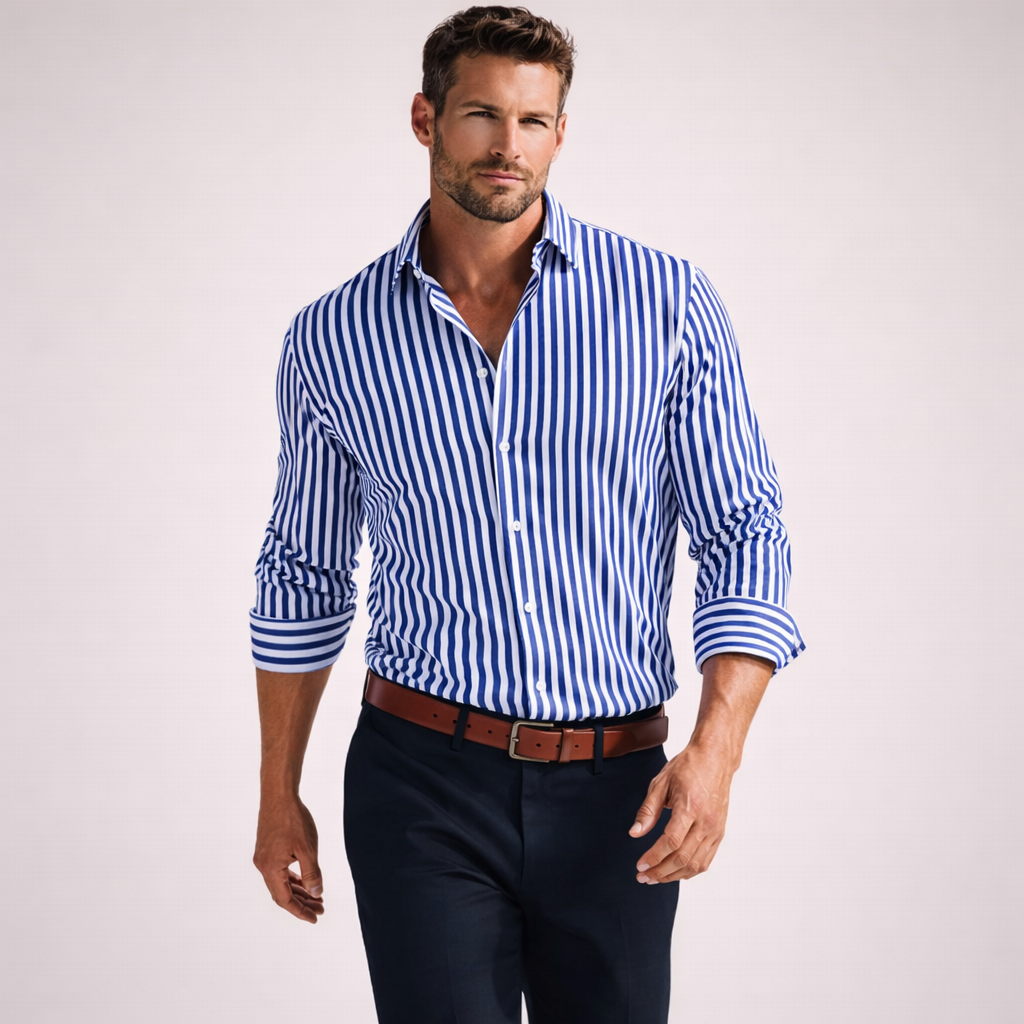 Angus | Gestreiftes Freizeit-Herrenhemd mit lockerem Stil