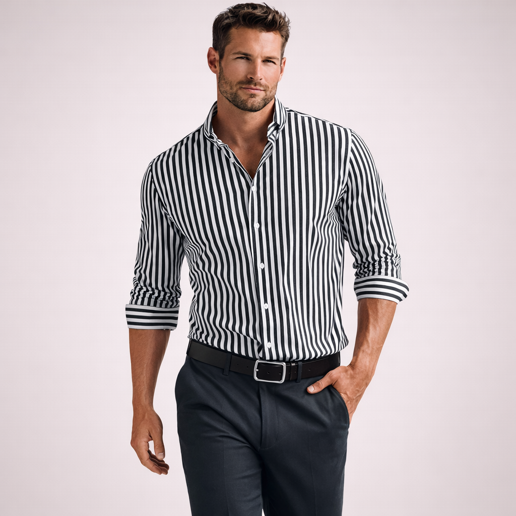 Angus | Gestreiftes Freizeit-Herrenhemd mit lockerem Stil