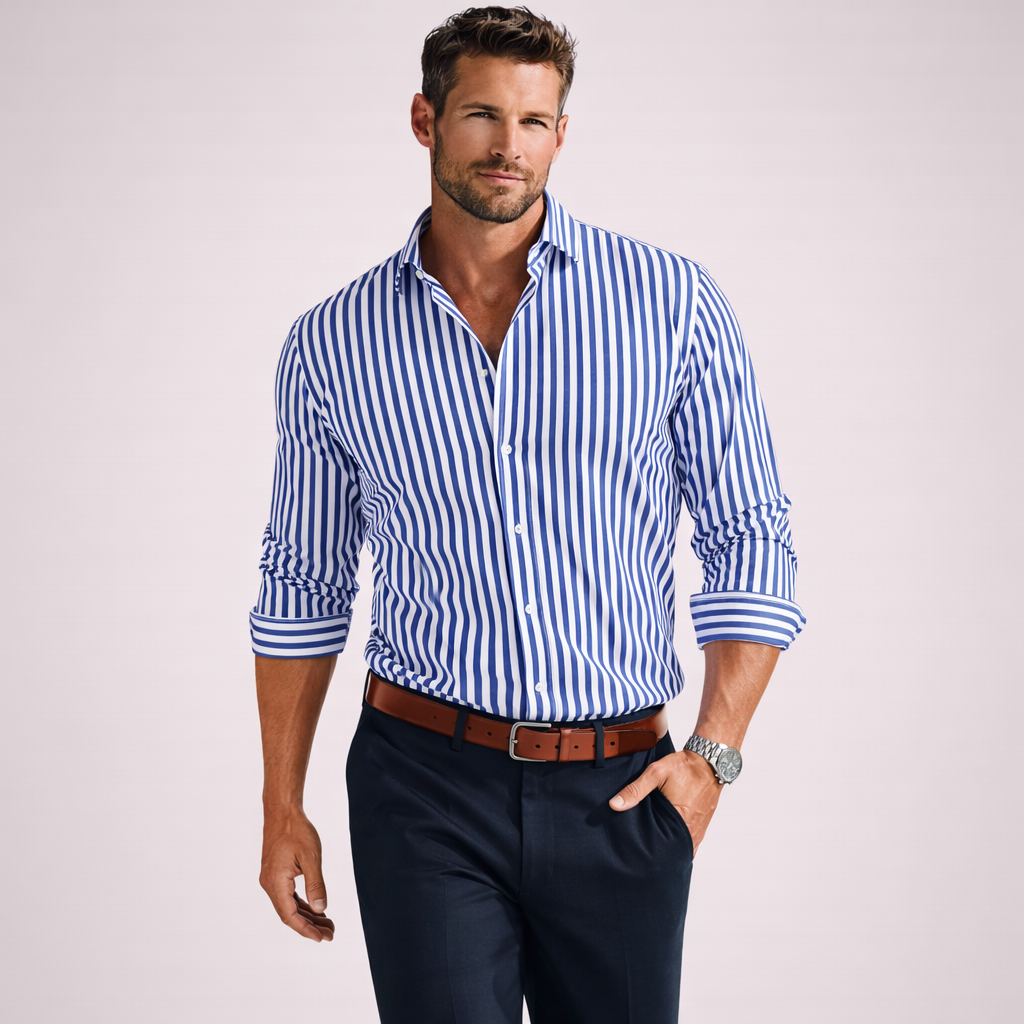 Angus | Gestreiftes Freizeit-Herrenhemd mit lockerem Stil