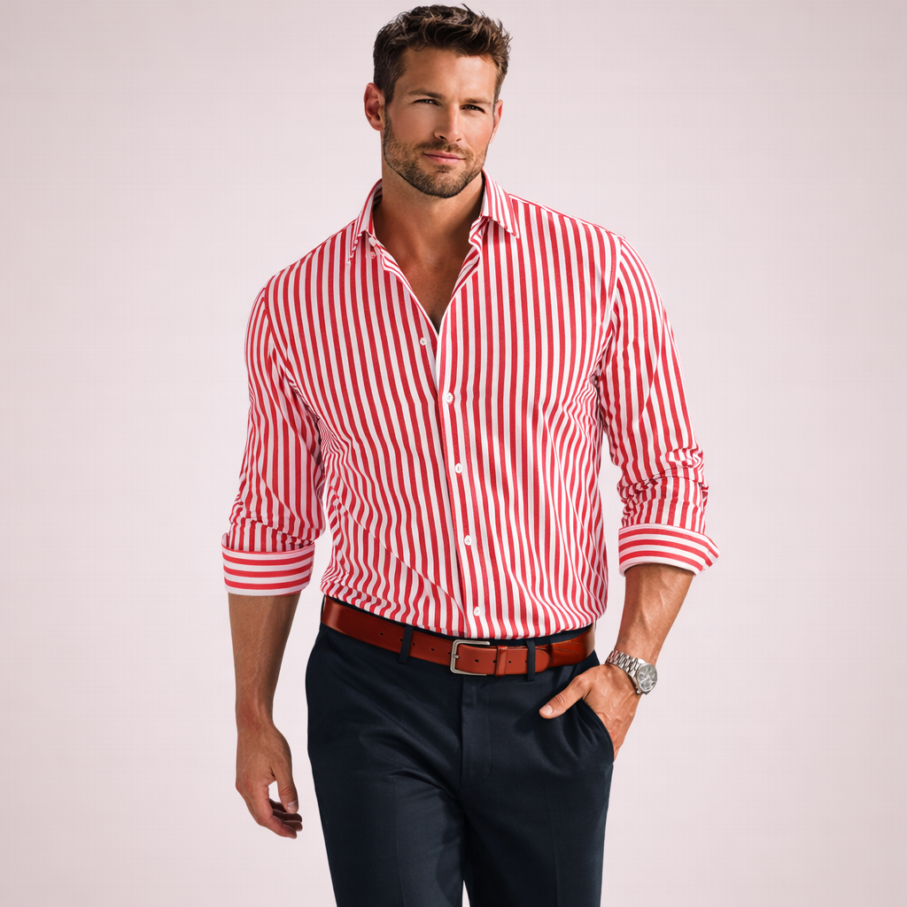 Angus | Gestreiftes Freizeit-Herrenhemd mit lockerem Stil