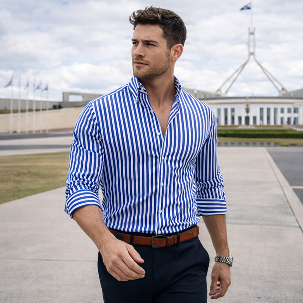 Angus | Gestreiftes Freizeit-Herrenhemd mit lockerem Stil