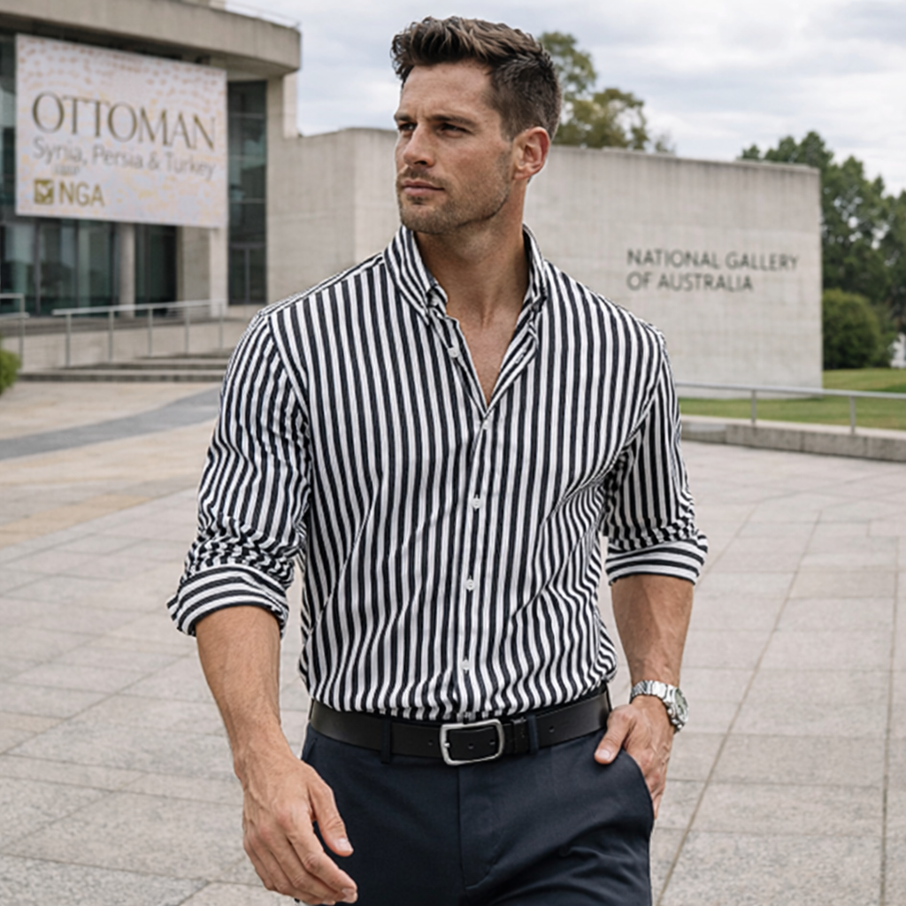 Angus | Gestreiftes Freizeit-Herrenhemd mit lockerem Stil